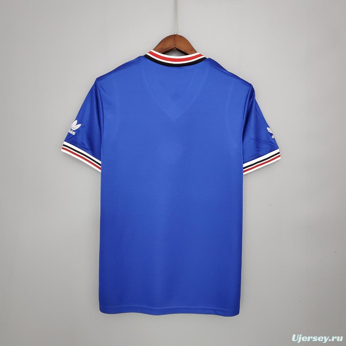 Retro Manchester United 85/86 away blue Soccer Jersey