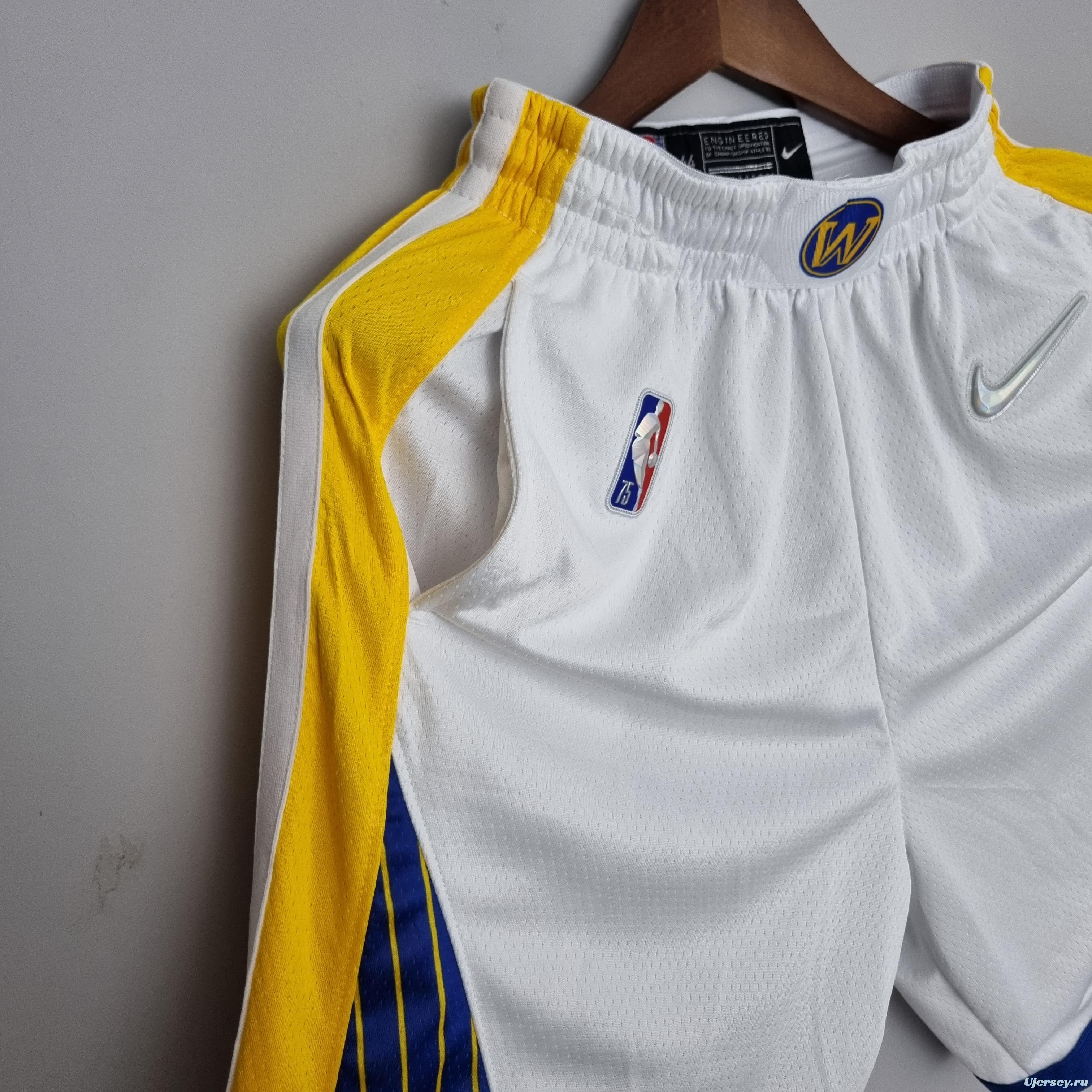 75th Anniversary Golden State Warriors Shorts White NBA Jersey