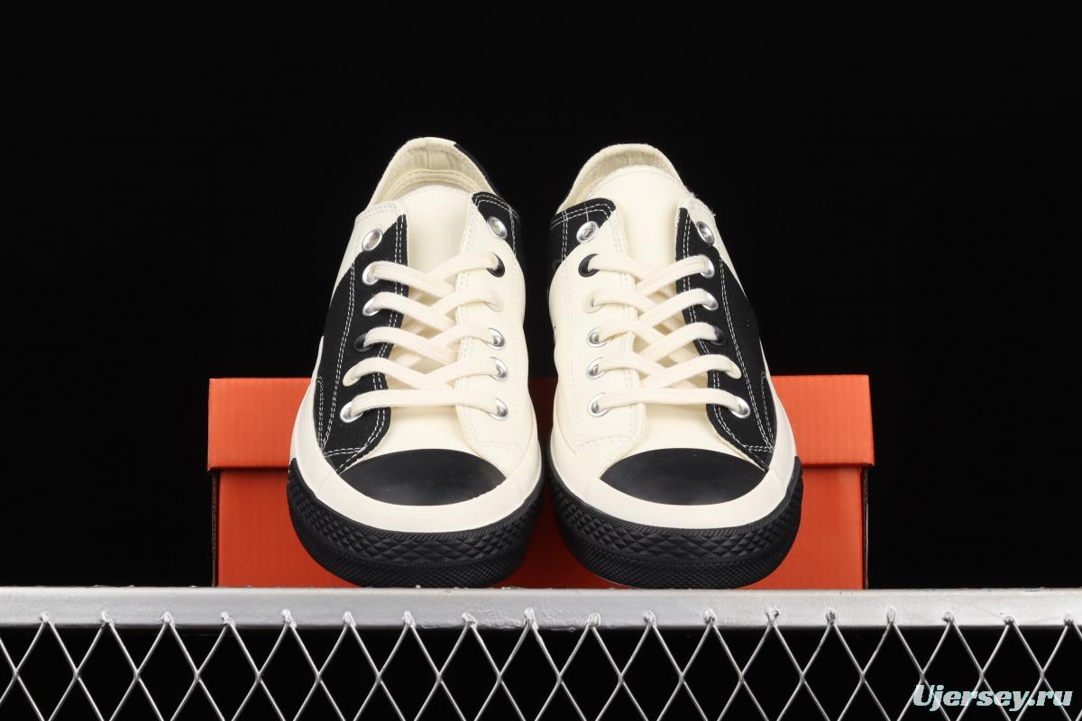 Converse Restructured Chuck 1970 White spliced black and white vulcanized low-top leisure sports shoes 168624C
