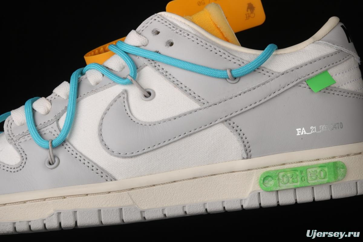 OFF-White x NIKE DUNK Low 04 of 50 OW white gray leisure sports skateboard shoes DM1602-115