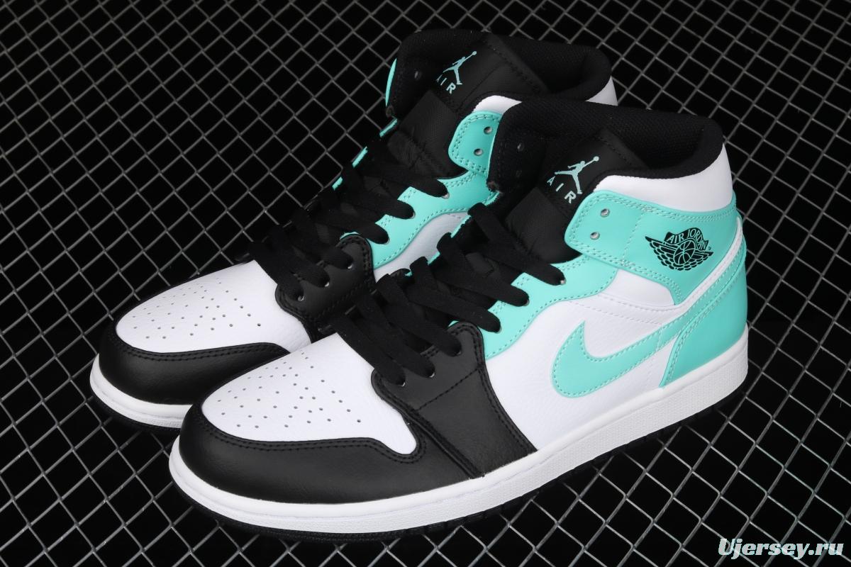 Air Jordan 1 Mid black and blue basketball shoes 554724-132