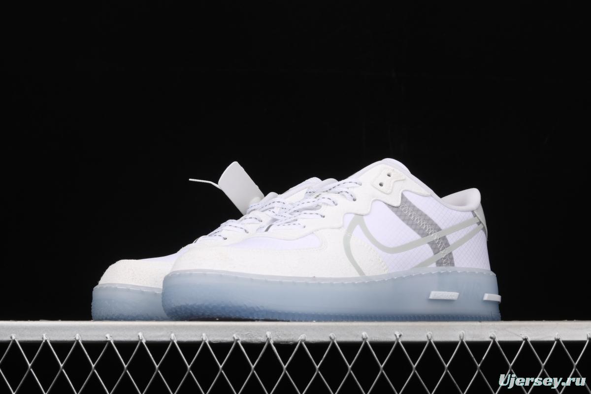 NIKE Air Force 1 React QS Light Bone Analysis of Ice Blue low Upper Board shoes CQ8879-100