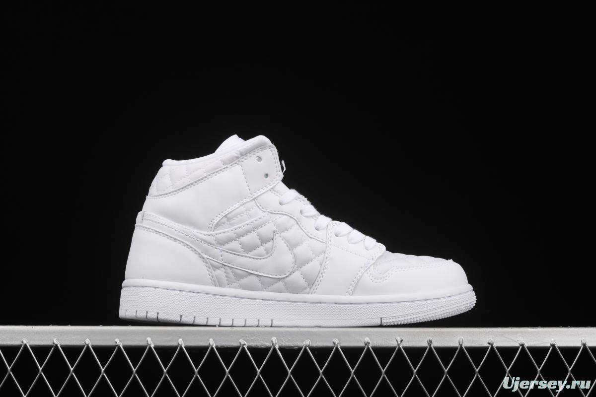 Air Jordan 1 Mid Quilted White Little Chanel Leisure Sport Board shoes DB6078-100