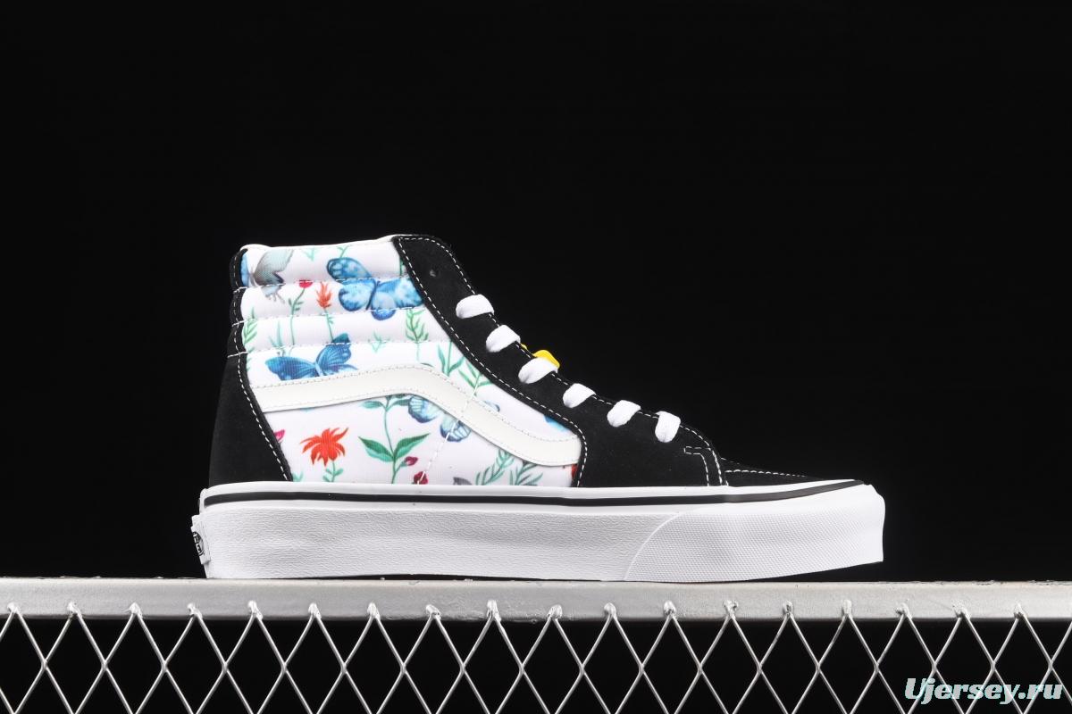 Vans Sk8-Hi butterfly pattern drawing high-top casual board shoes VN0A5HXVUCO