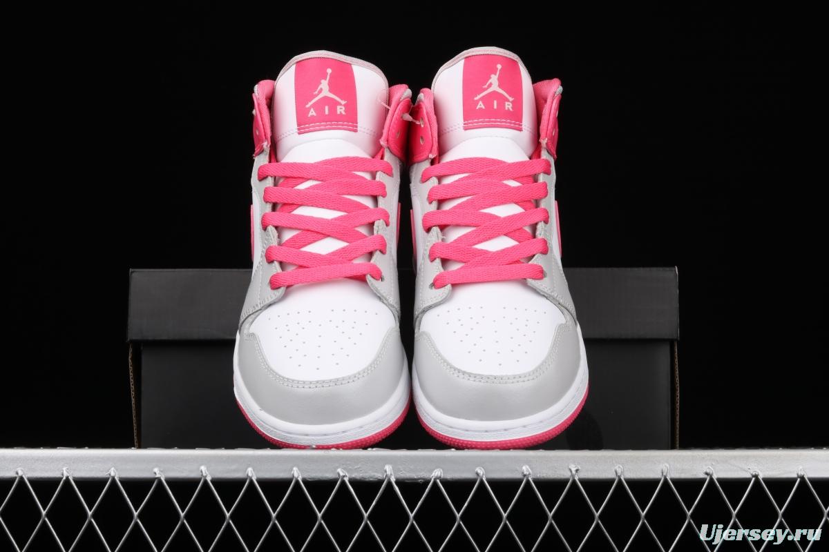 Air Jordan 1 Mid GS Silver Powder Zhongbang Basketball shoes 555112-109