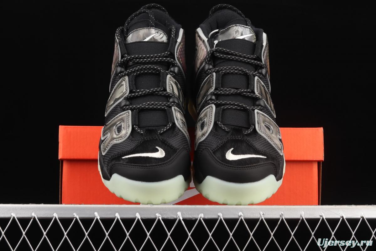 NIKE Air More Uptempo 96 QS Pippen original series black and green floating world painting night light classic high street leisure sports culture basketball shoes DM6213-045