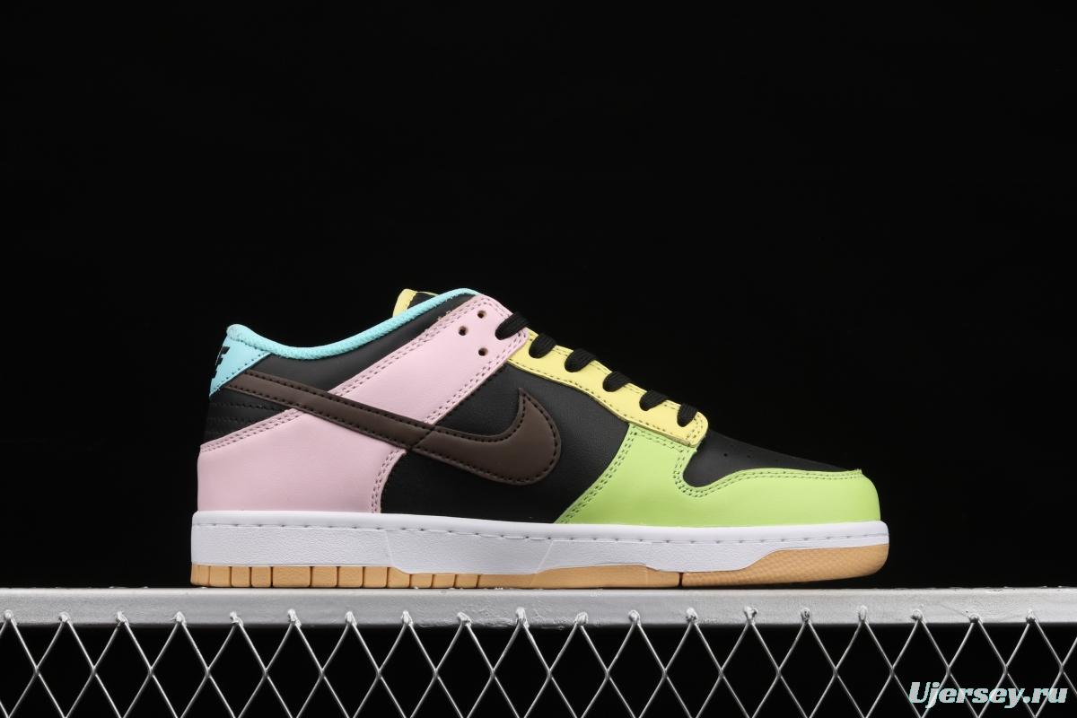 NIKE DUNK Low Free 99 SB buckle backboard black, blue and yellow color spliced mandarin duck DH0952-001