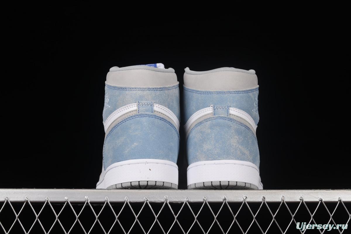 Air Jordan 1 Hyper Royal washed North Carolina high top basketball shoes 555088-402