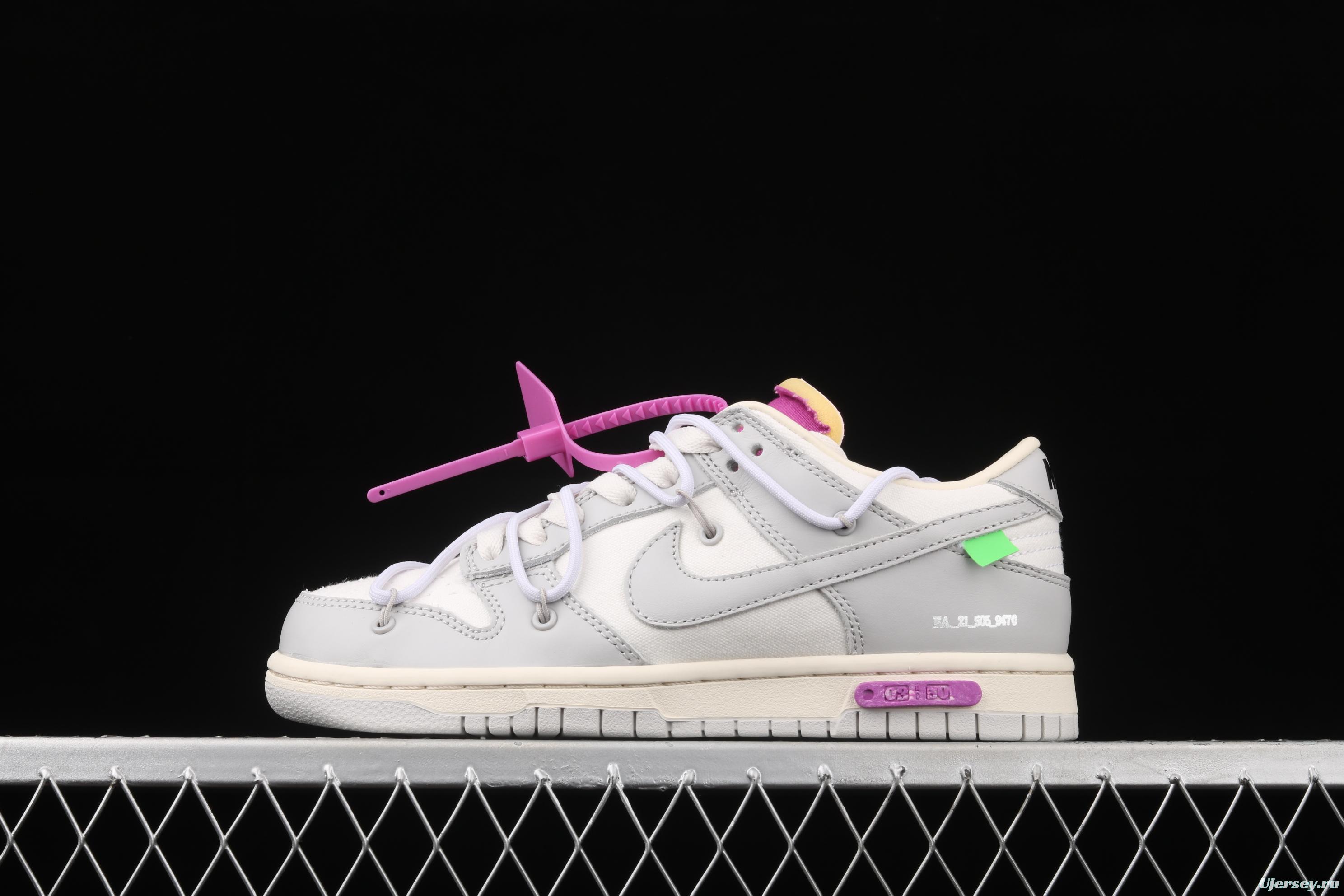 OFF-White x NIKE DUNK Low 03 of 50 OW white gray leisure sports skateboard shoes DM1602-118