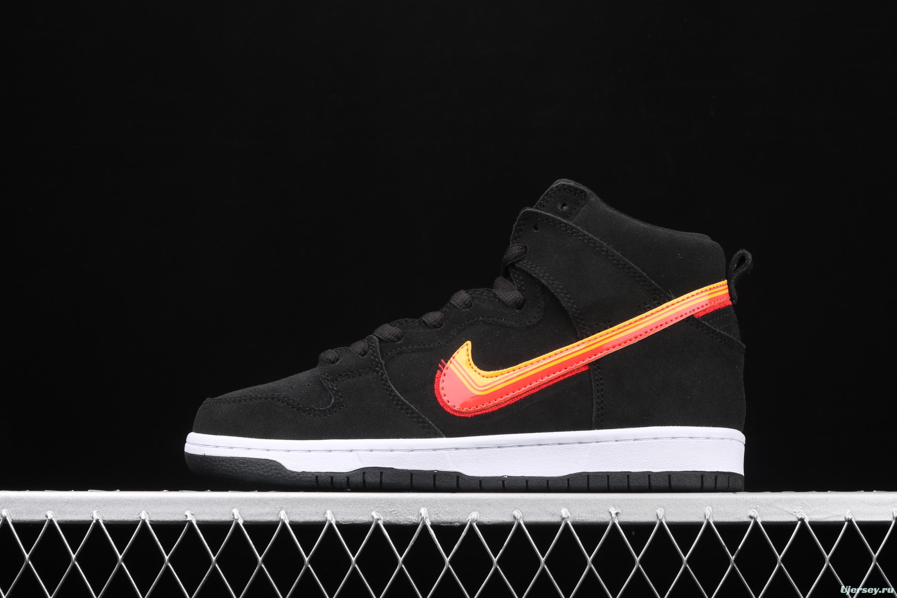 NIKE SB DUNK High road trip black orange yellow hook high top casual skateboard shoes BQ6826-003