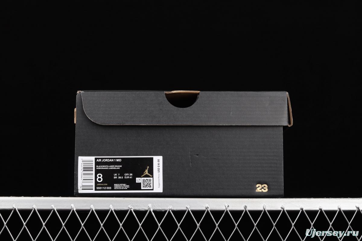 Air Jordan 1 Mid SE flower black Zhongbang basketball shoes 555112-003