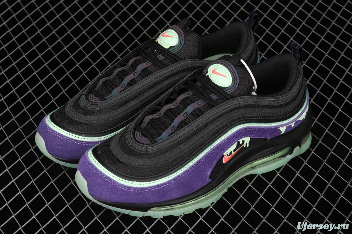 NIKE Air Max 97 Slime Halloween black and purple air cushion running shoes DC1500-001