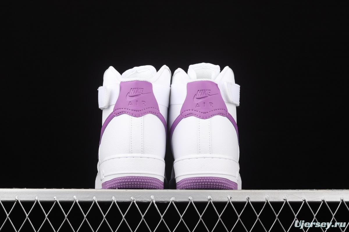 NIKE Air Force 1 High'07 white purple high top casual board shoes 334031-112