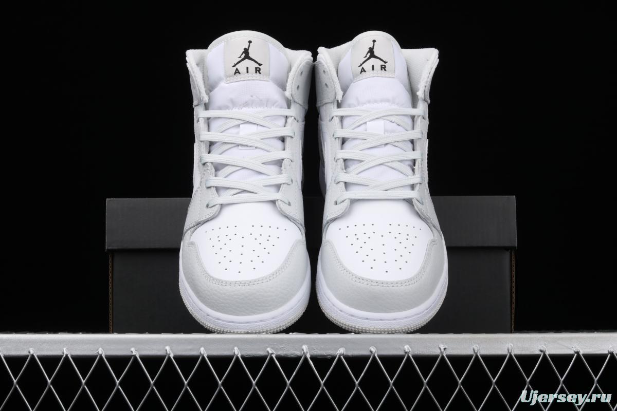 Air Jordan 1 Mid GS White Grey camouflage Bang Basketball shoes DD3235-100