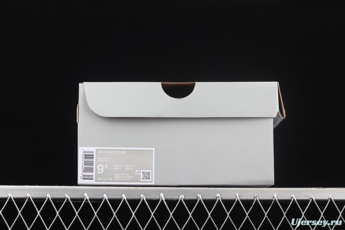Reigning Champ x NIKE Air Force 1' 07 Mid defending champion suede gray 3M reflective sports leisure board shoes GB1119-198