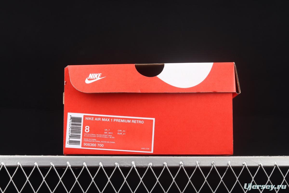 NIKE Air Max 1 yellow and white half-palm air cushion retro running shoes 908366-700