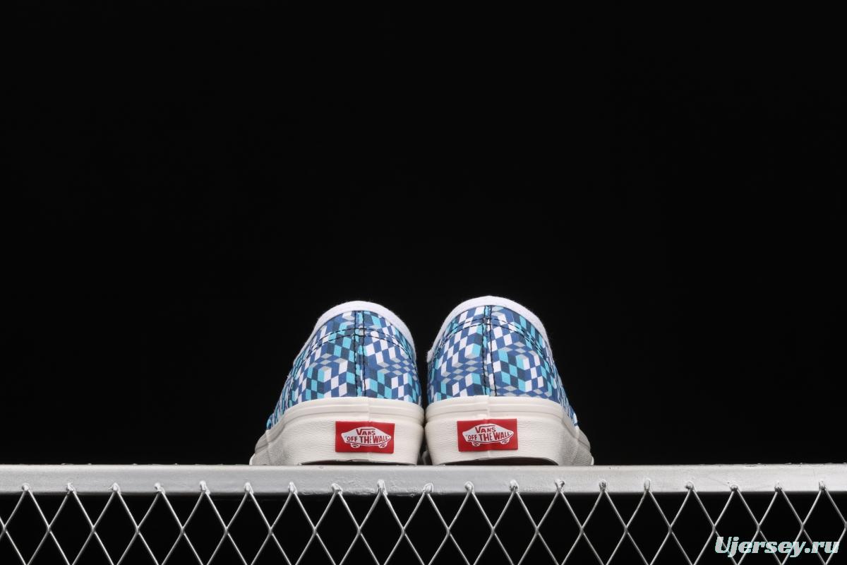 DOE x Vans Authentic chessboard blue and white low-top casual board shoes VN0A4ODU2DJ