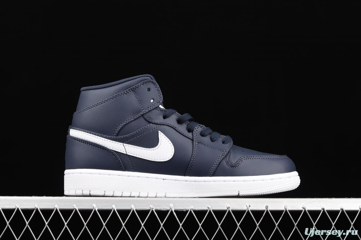 Air Jordan 1 Mid SE dark blue Zhongbang basketball shoes 554724-402