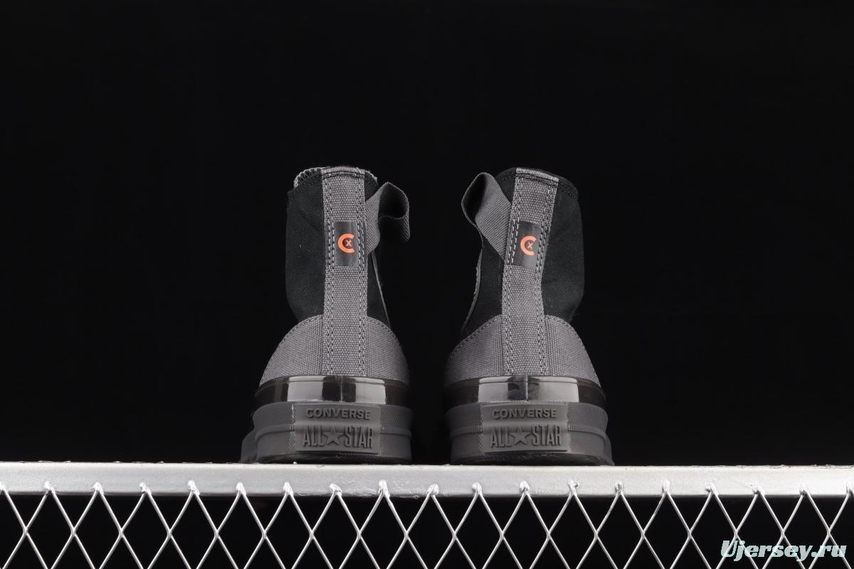 Converse Chuck Taylor All Star CX neutral crystal jelly soles all black canvas high upper shoes 172470C