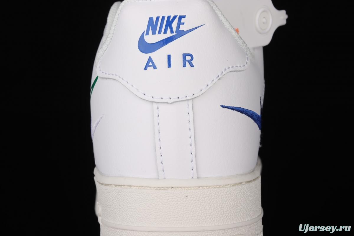 NIKE Air Force 1 Low Multi Swoosh all-white colorful low-top casual board shoes DM9096-101