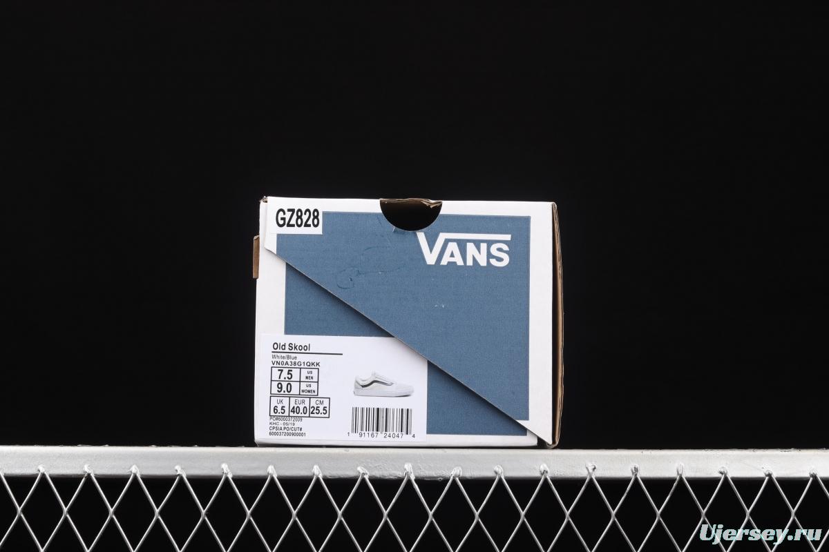 Vans Old Skool Lx white suede inner blue leather spliced canvas retro casual shoes VN0A38G1QKK