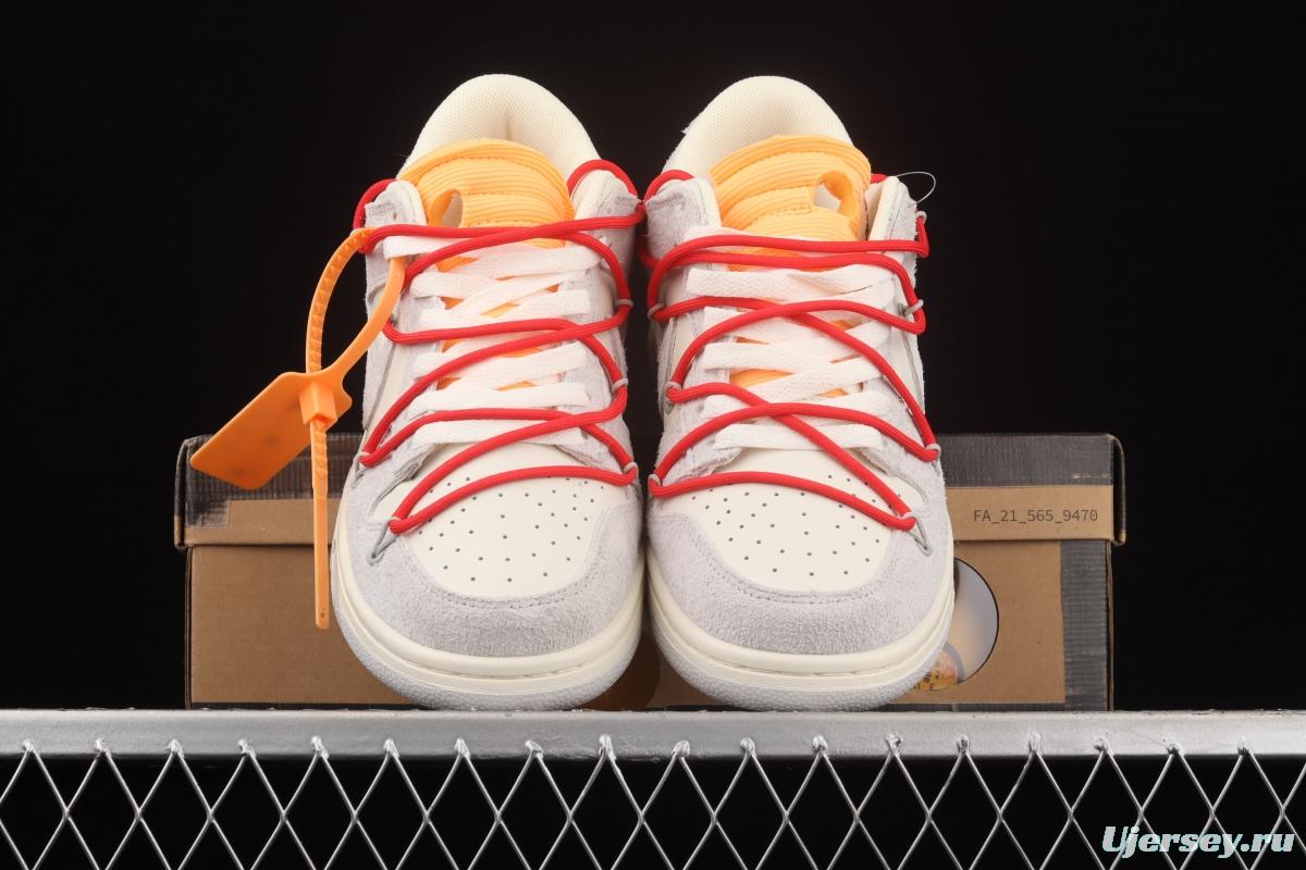 OFF-White x NIKE DUNK Low 12 of 50 OW suede SB buckle rebound fashion casual board shoes DJ0950-103