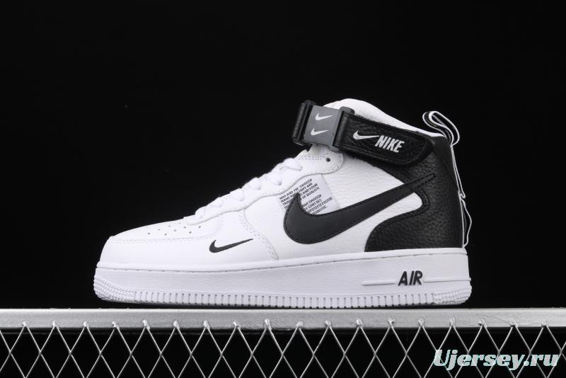 NIKE Air Force 1 Mid'07 Lv8 white and black simple edition OW letter casual board shoes 804609-103