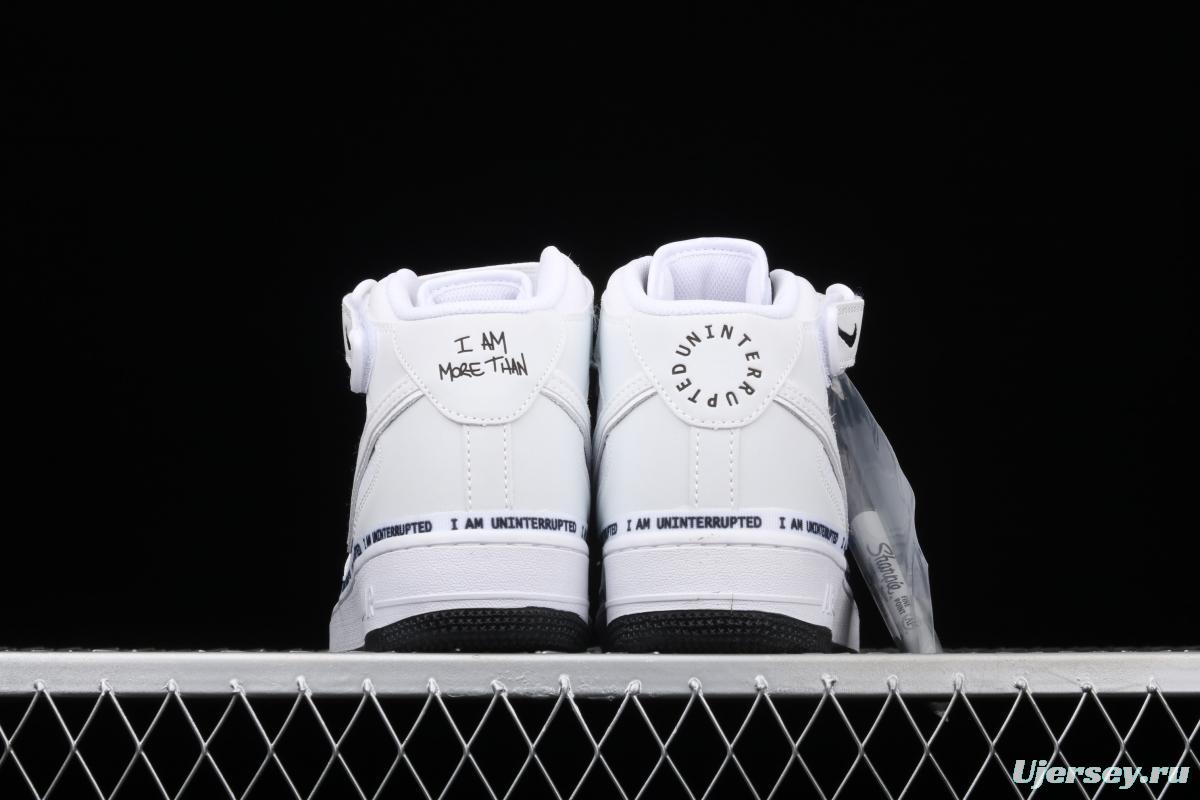 NIKE Air Force 11607 Mid x Uniterrupted white and blue graffiti James co-signed the same 3M reflective medium-side leisure sports board shoes BC2306-460