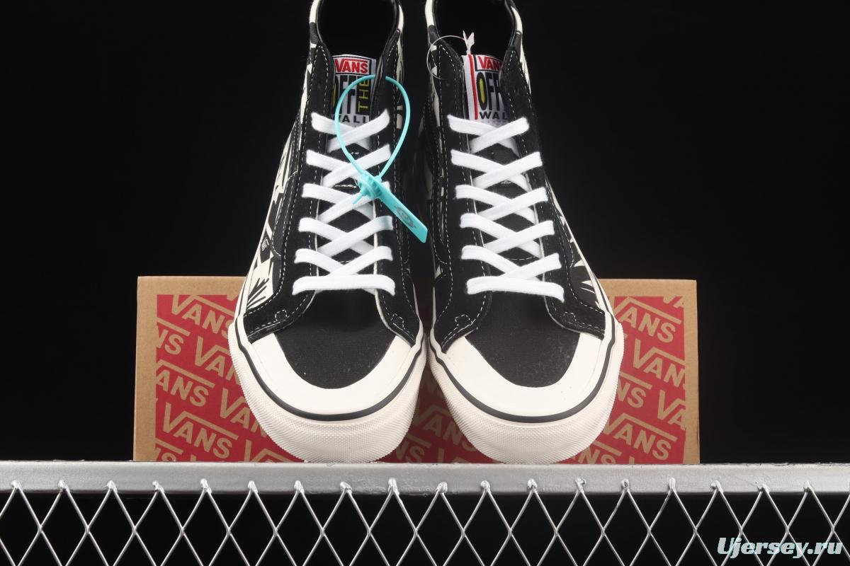 Vans Sk8-Hi 138Decon black and white printed high-top casual board shoes VN0A3MV136K