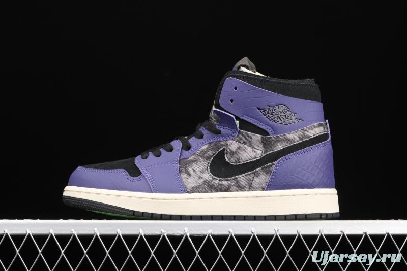 Air Jordan 1 Zoom CMFT Bayou Boys Zion Water dyed Crocodile Purple DC2133-500