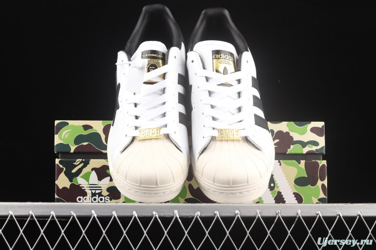 BAPE x Adidas Superstar 80s GZ8980 Darth ape-man co-named shell full head casual board shoes