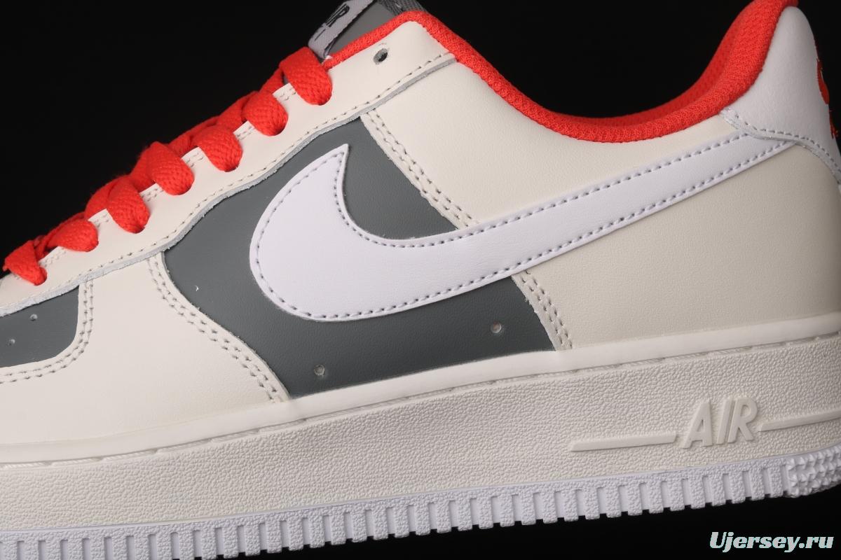 NIKE Air Force 1' 07 Low gray-red pigeon color matching low-top casual board shoes CT3427-900