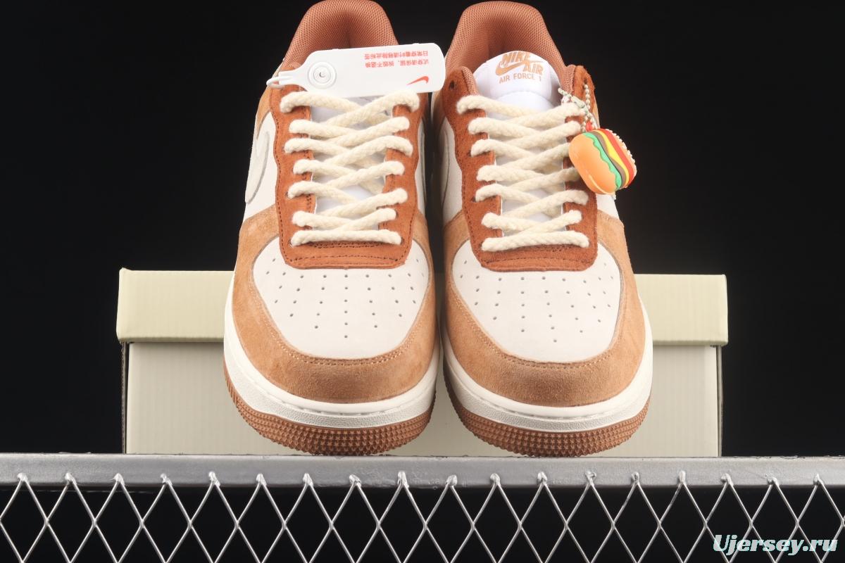 NIKE Air Force 1x 07 ESS milk tea hamburger low top casual board shoes CW2288-855