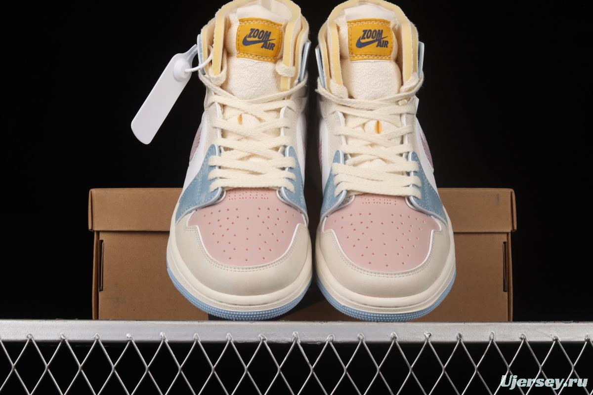 Air Jordan 1 Zoom CMFT Celestine Blue macaron rice powder DQ5092-651