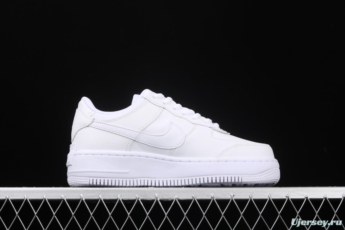 NIKE Air Force 1 ShAdidasow all white light weight heightened low-top white board shoes CI0919-100