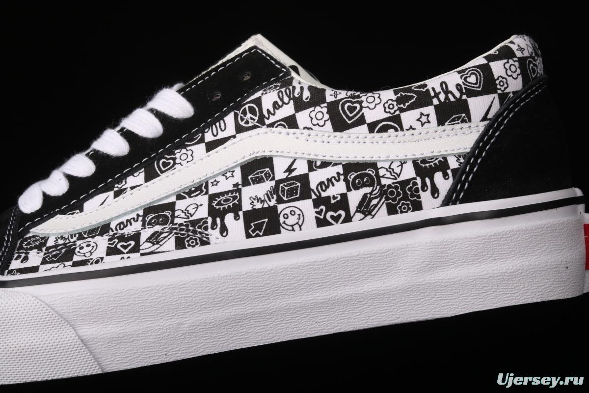 Vans Old Skool Vance black and white graffiti printed low upper canvas board shoes VN000D3HY28