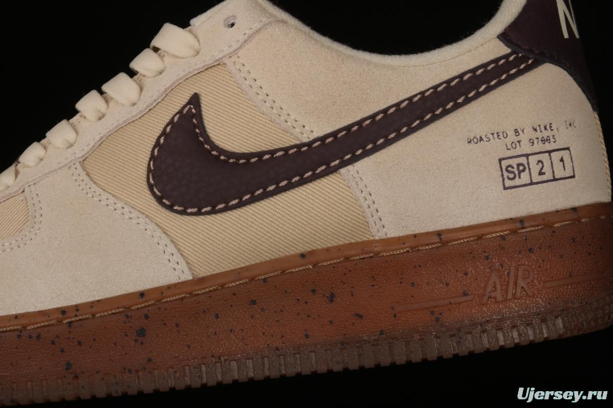 Air Force 1x07 light brown coffee low-top casual board shoes DD5227-234