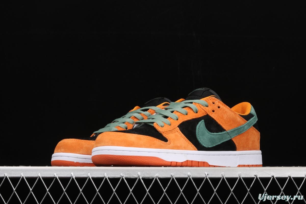 NIKE SB DUNK Low SP Ceramic dunk series carrot yellow and black low-side leisure sports skateboard shoes DA1469-001