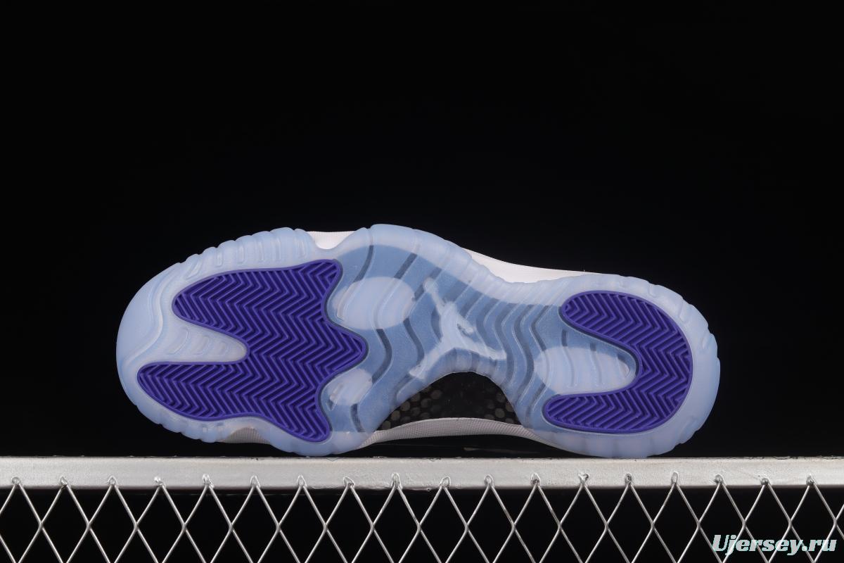 Air Jordan 11 Low Concord 1 Kang buckle white and black real standard real carbon low-top basketball shoes 528895-153