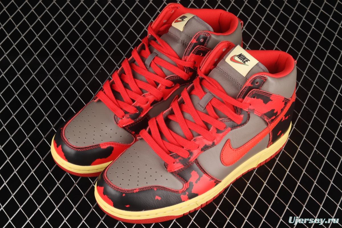 NIKE DUNK High 1985 Red Camo gray-black and red pickled high-top casual board shoes DD9404-600