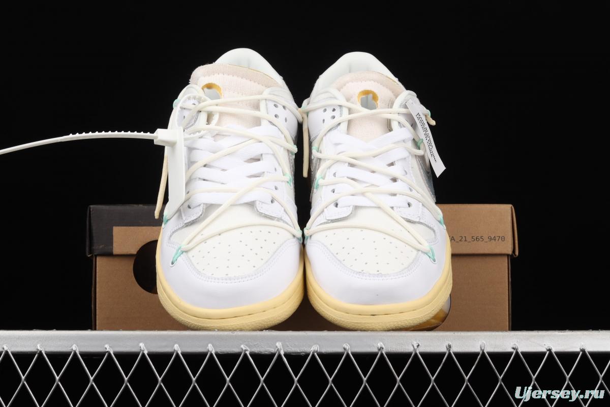 OFF-White x NIKE DUNK Low 04 of 50 OW white gray leisure sports skateboard shoes DM1602-127,