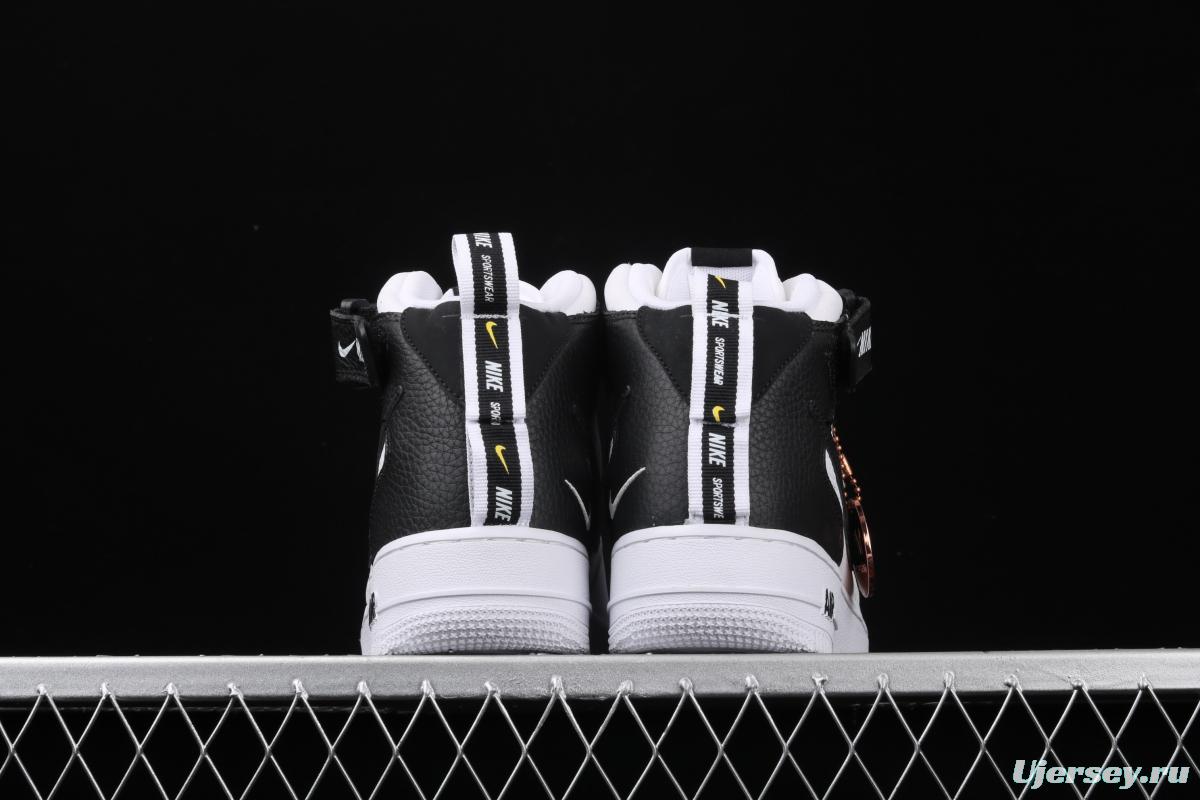 NIKE Air Force 1 Mid'07 Lv8 white and black simple edition OW letter casual board shoes 804609-103