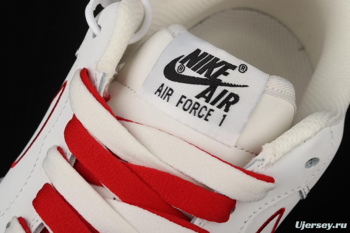 NIKE Air Force 1x07 Low rice white red electric embroidery hook low-top casual board shoes CL6326-108