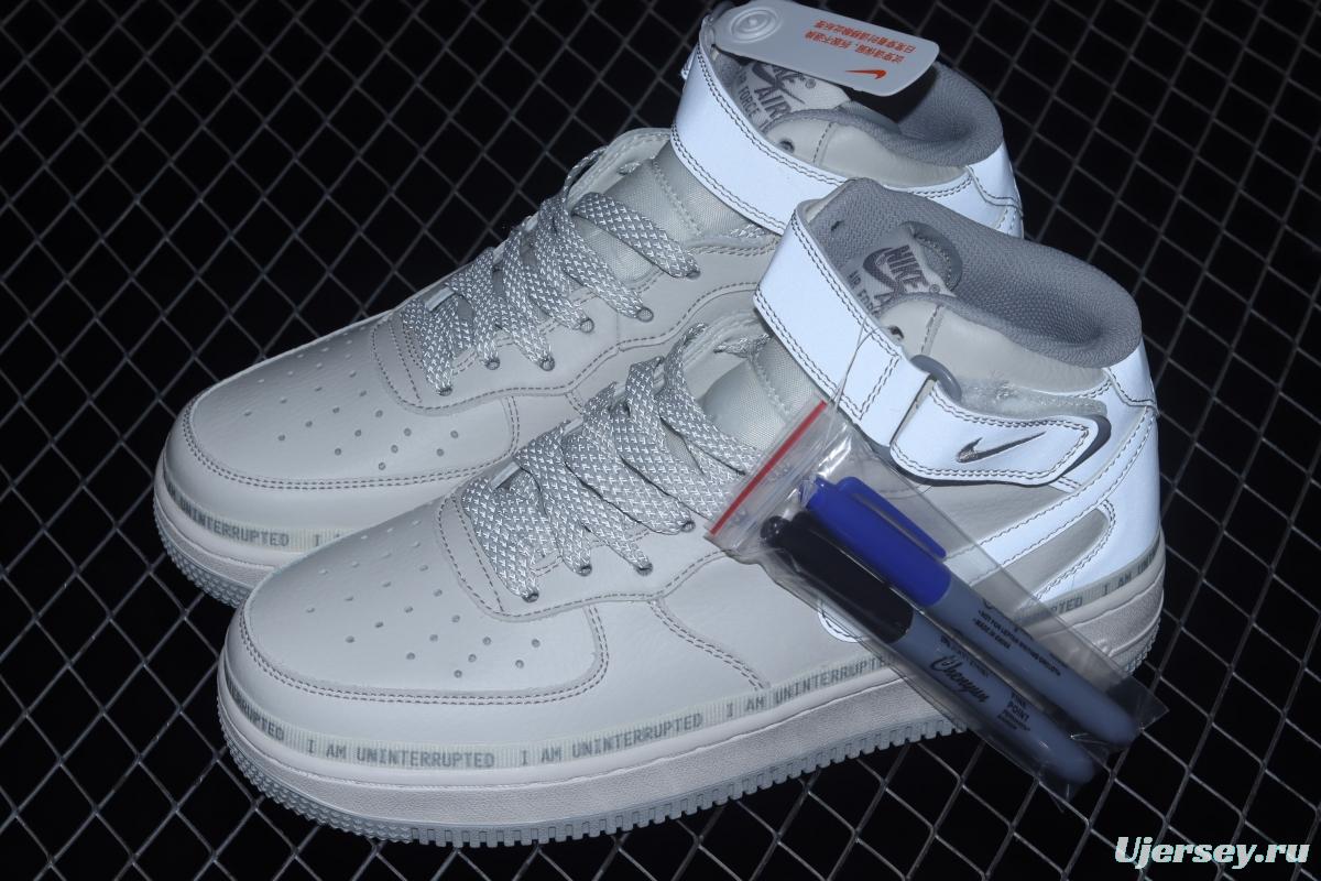 NIKE Air Force 1x 07 Mid x Uniterrupted James co-signed graffiti 3M reflective medium side leisure sports board shoes NU3380-636