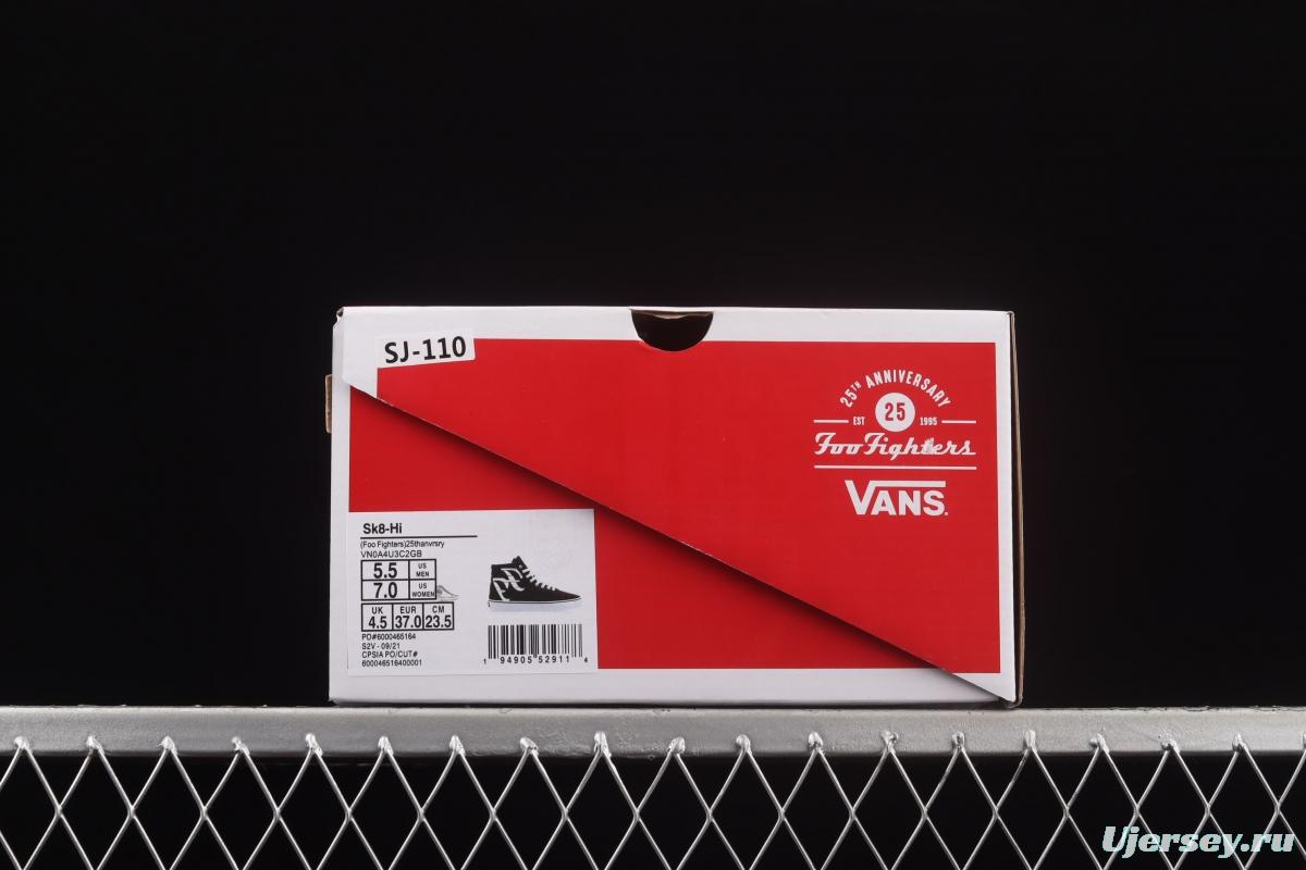 Vans Sk8-Hi Black Samurai Spitfire fighter co-named high-top skateboard shoes VN0A4U3C2GB