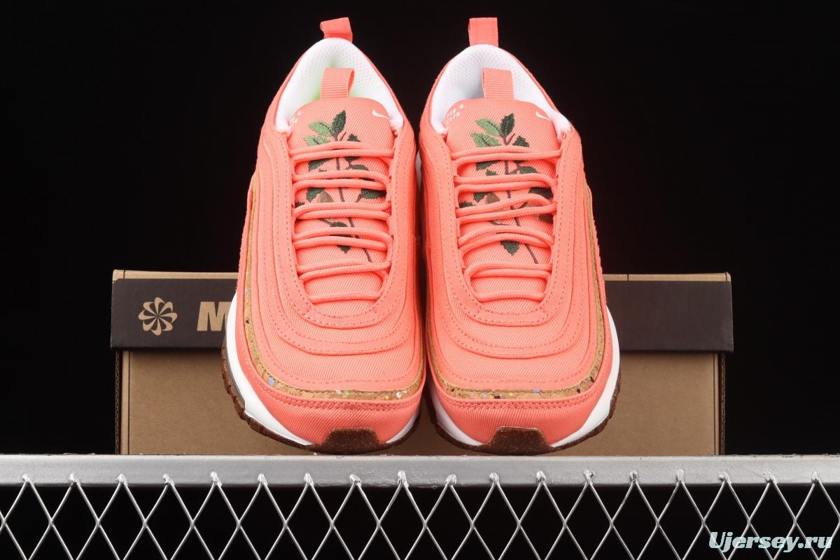 NIKE Air Max 97 SE bullet orange powder embroidered air cushion running shoes DC4012-800