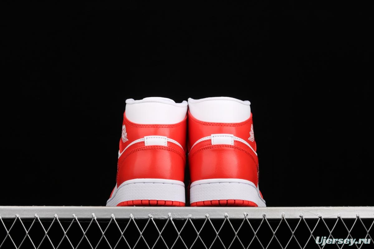 Air Jordan 1 Mid White Orange Zhongbang Leisure Sports Board shoes BQ6472-116