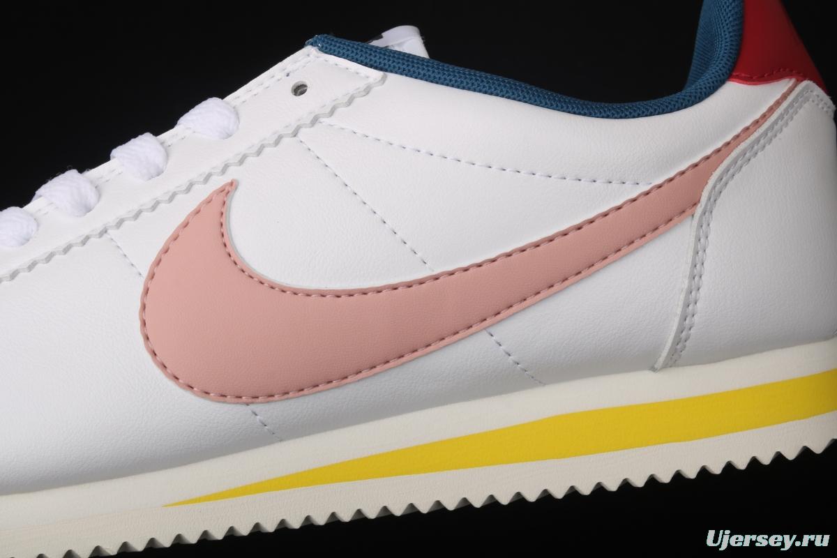 NIKE Classic Cortez Leather Forrest Gump fresh white powder matching leather running shoes 807471-114