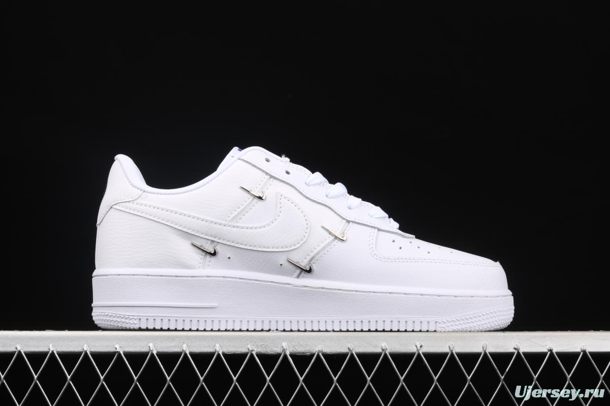 NIKE Air Force 11607 Low All white joint name small silver hook low-top casual board shoes CT1990-100