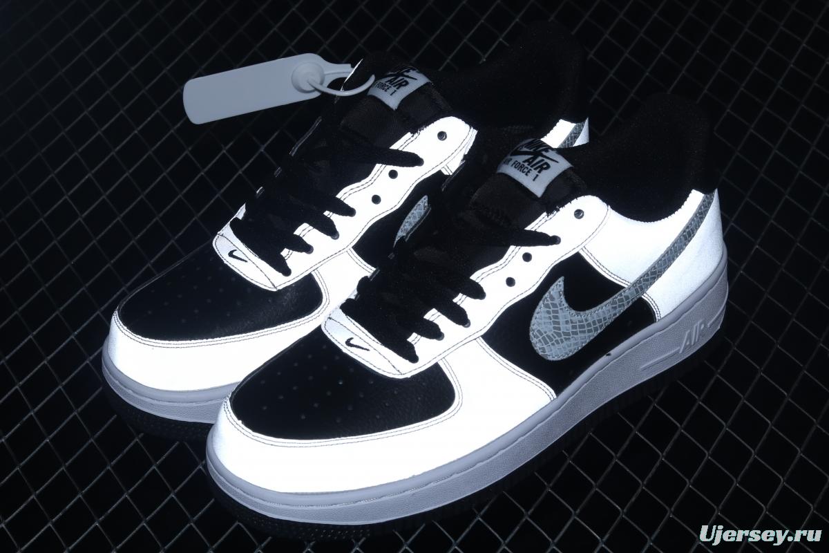 NIKE Air Force 1 Low 3M reflective serpentine hook low side sports leisure board shoes DJ6033-001